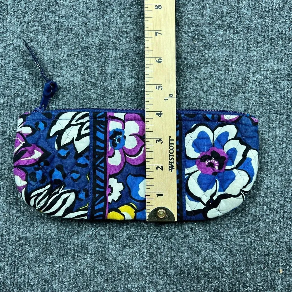 Vera Bradley Cosmetic Makeup‎ Bag Womens Quilted Zippered Blue Floral Pouch